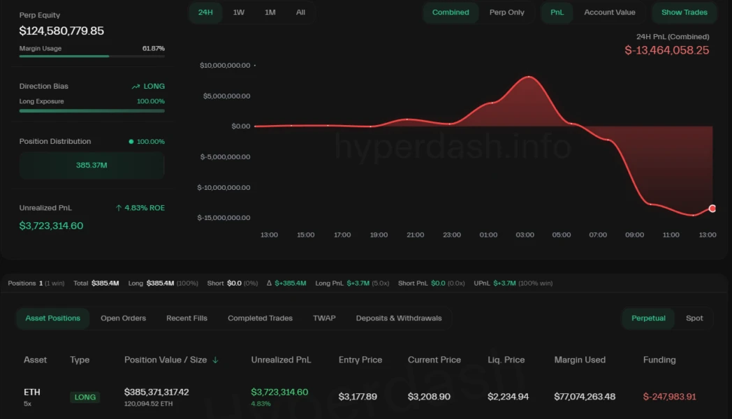 A Whale's Long ETH Position on Hyperliquid. Source: HyperDash