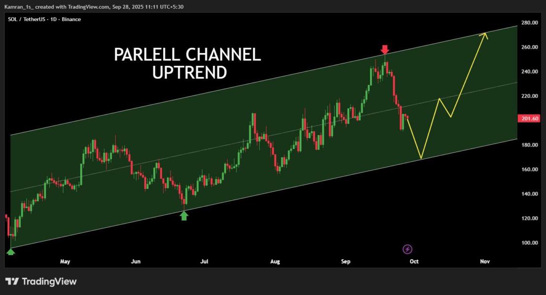SOL in parallel channel uptrend. Source: NekoZ
