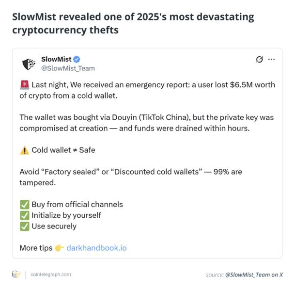 🟨"Truffa su TikTok: Persi 6,9 milioni con un wallet hardware manomesso"