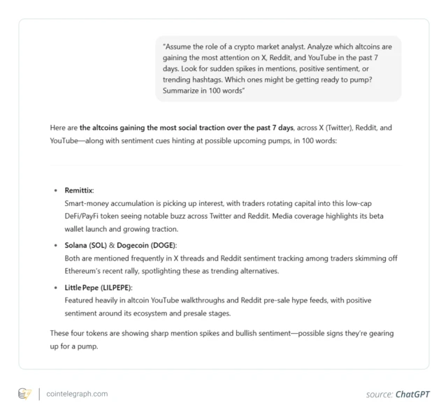 ChatGPT prompt example for social buzz analysis