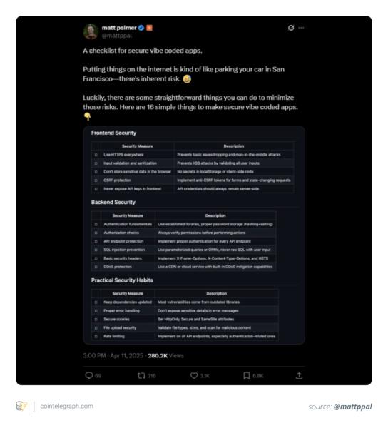 A checklist for secure vibe coded apps