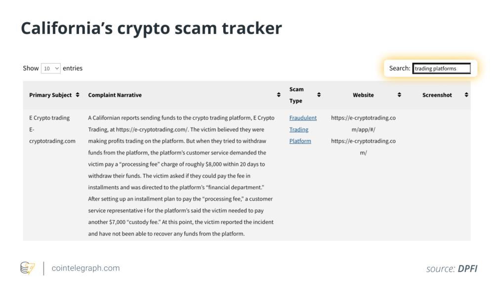 California’s crypto scam tracker