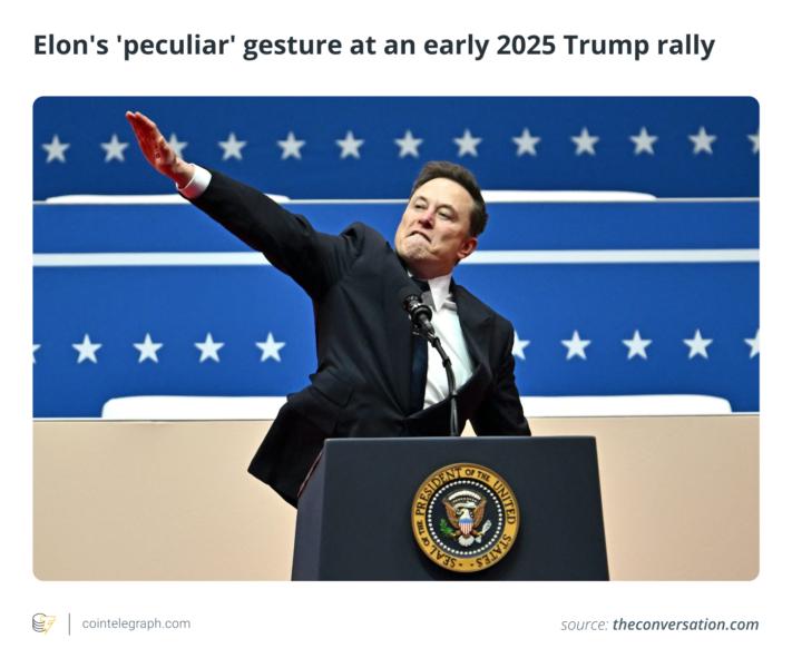 Elon's 'peculiar' gesture at an early 2025 Trump rally