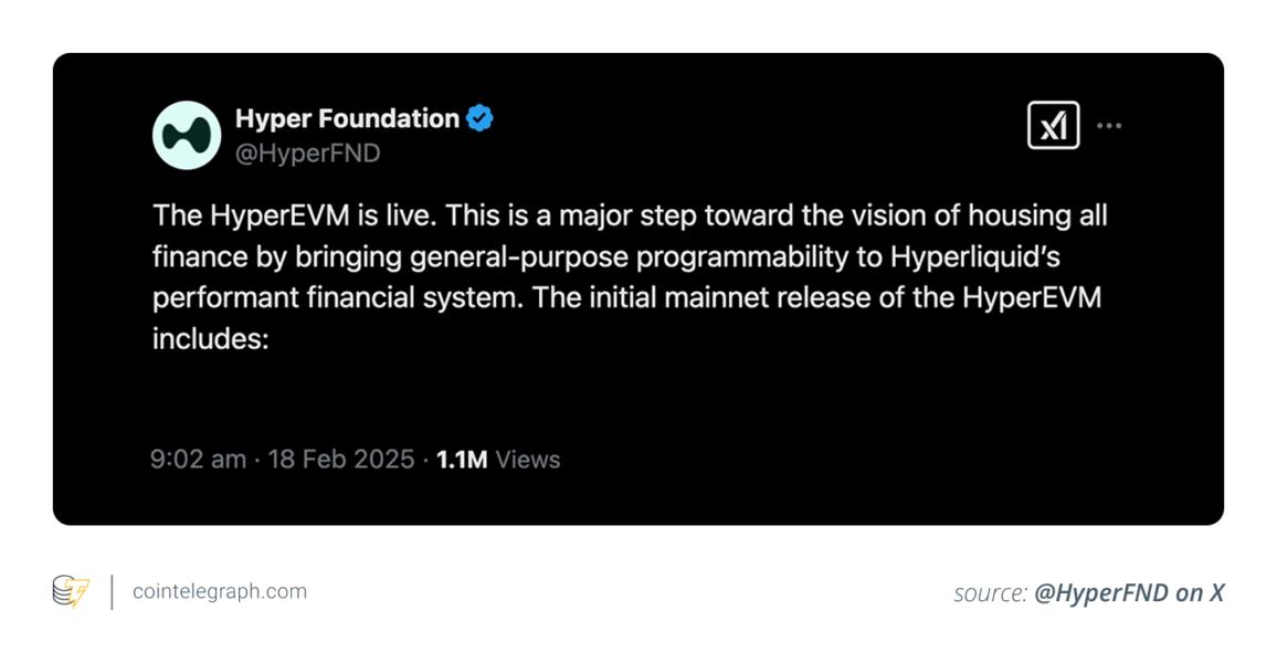 HyperEVM is live