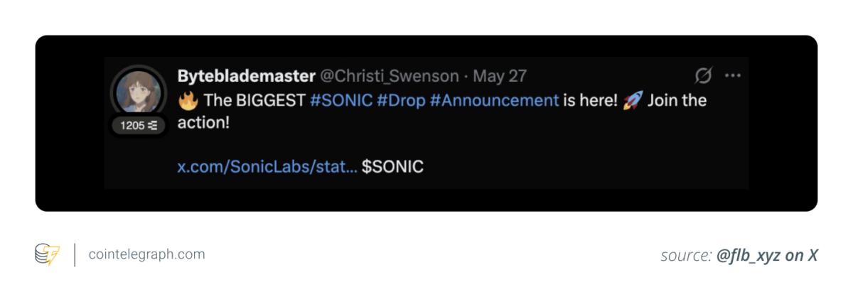 Fake airdrop announcement link on X