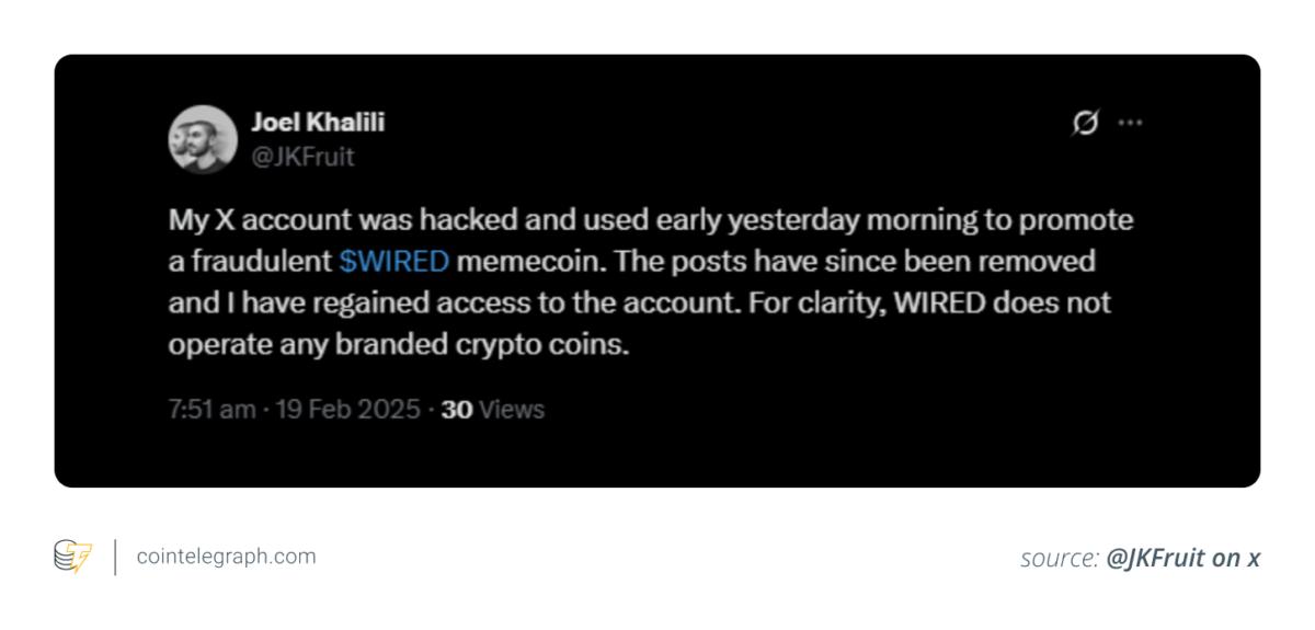 Joel Khalili on his X account being hacked