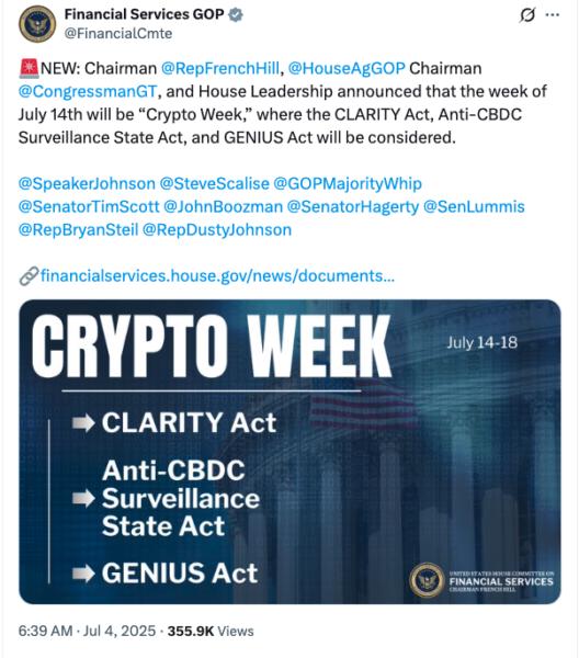 Republicanos dos EUA declaram ‘Semana das Criptomoeda’ para analisar 3 projetos de lei sobre criptomoedas — TradingView News 2 cointelegraph:cb03b4c50bc81 d27d3c09d0e8d8274421d7c9e6494772 resized