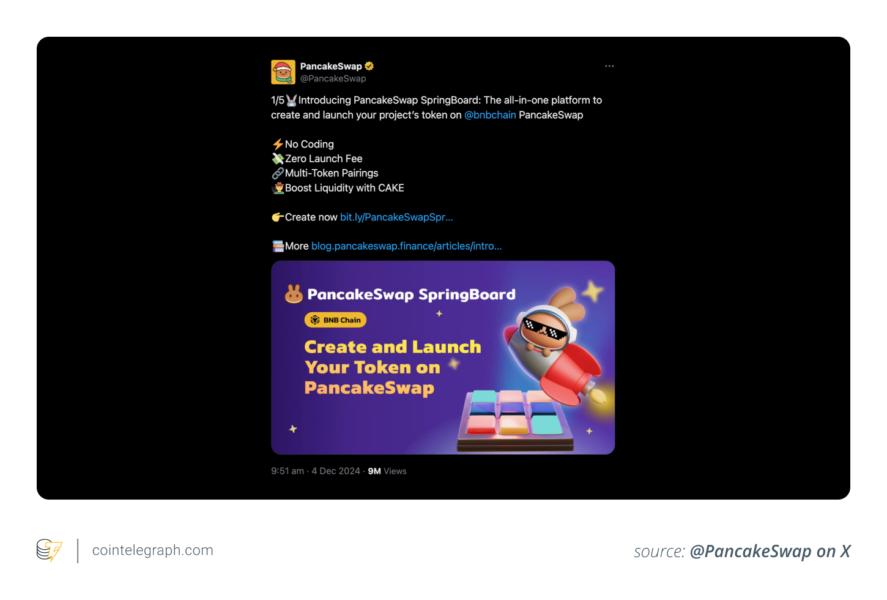 PancakeSwap SpringBoard launched