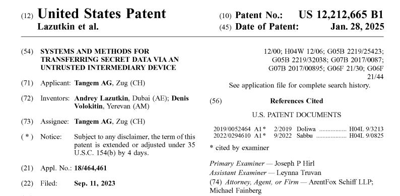 Patents, United States, Private Keys, USPTO, Self Custody