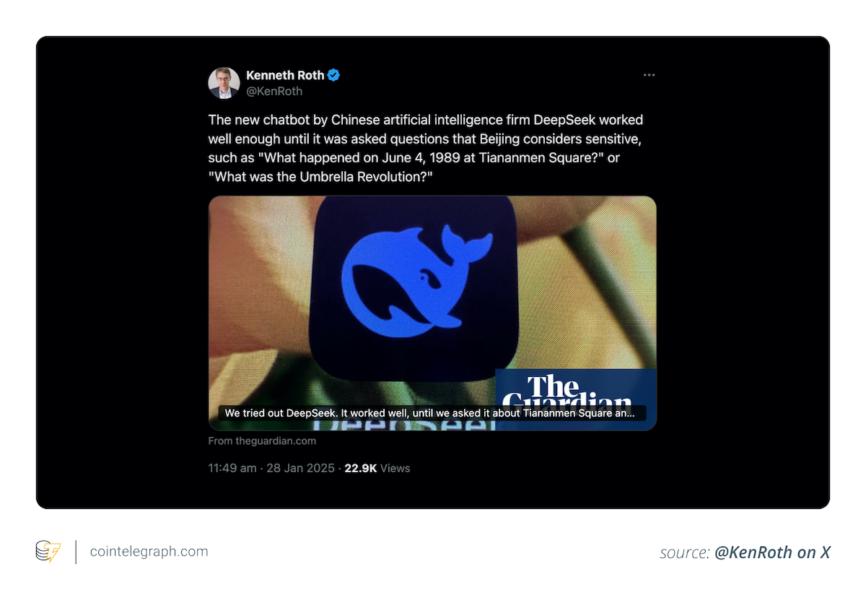 DeepSeek evades politically sensitive questions