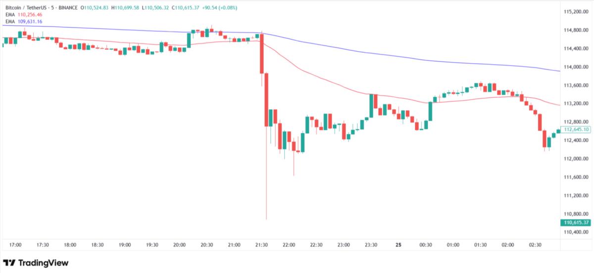 Bitcoin flash-crashed on August 24. Source: Tradingview.com