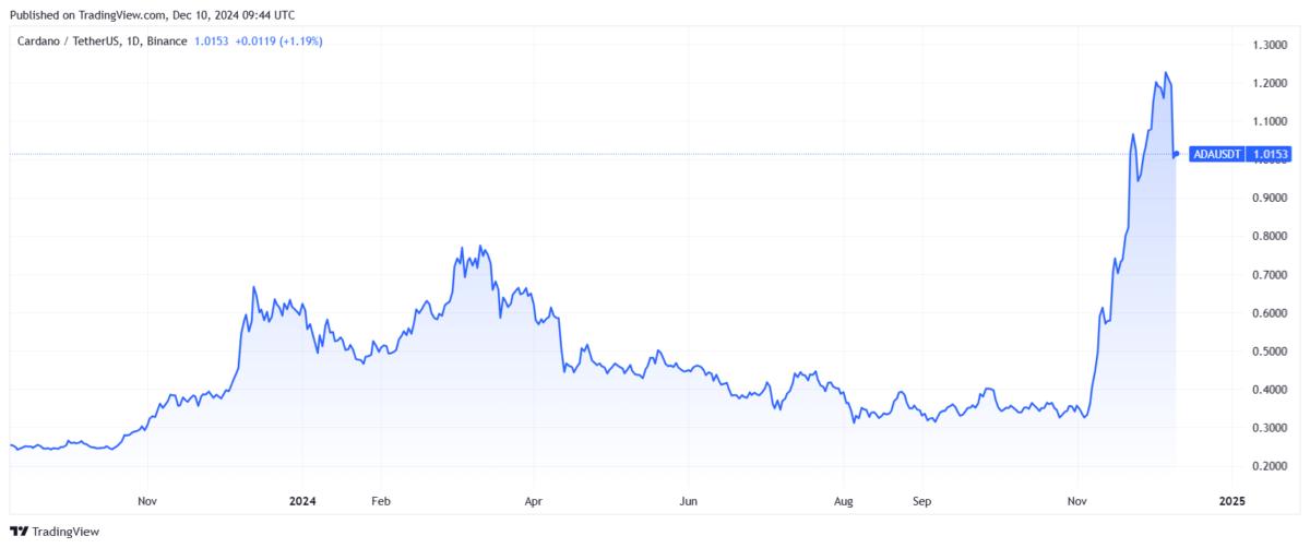Why is Cardano price down today? Source: TradingView