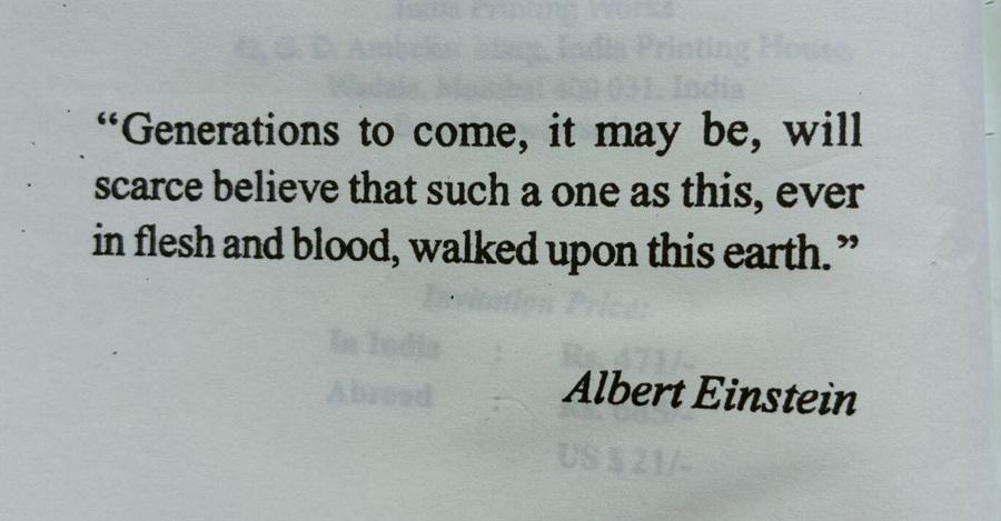 Albert Einstein's quote about Gandhi