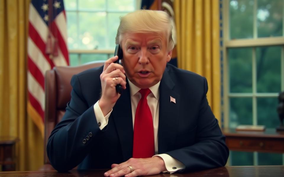 Ai generated image of Donald Trump speaking on the phone