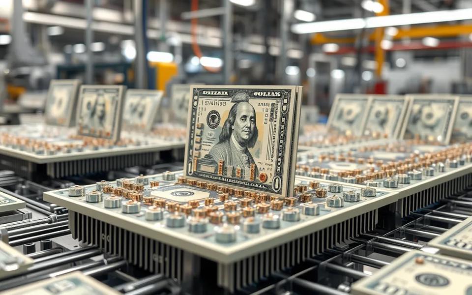 AI generate image of chips made out of dollar bills