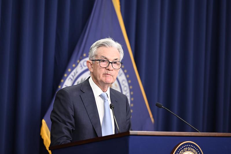 Powell notes tariffs are pushing consumer prices higher but likely a temporary effect.