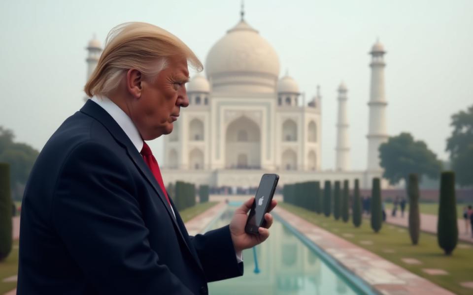 Ai generated image of Trump using an iphone in India