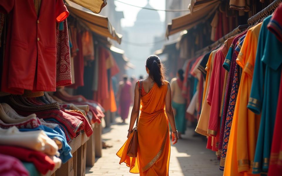 AI generated image of a saree marketplace