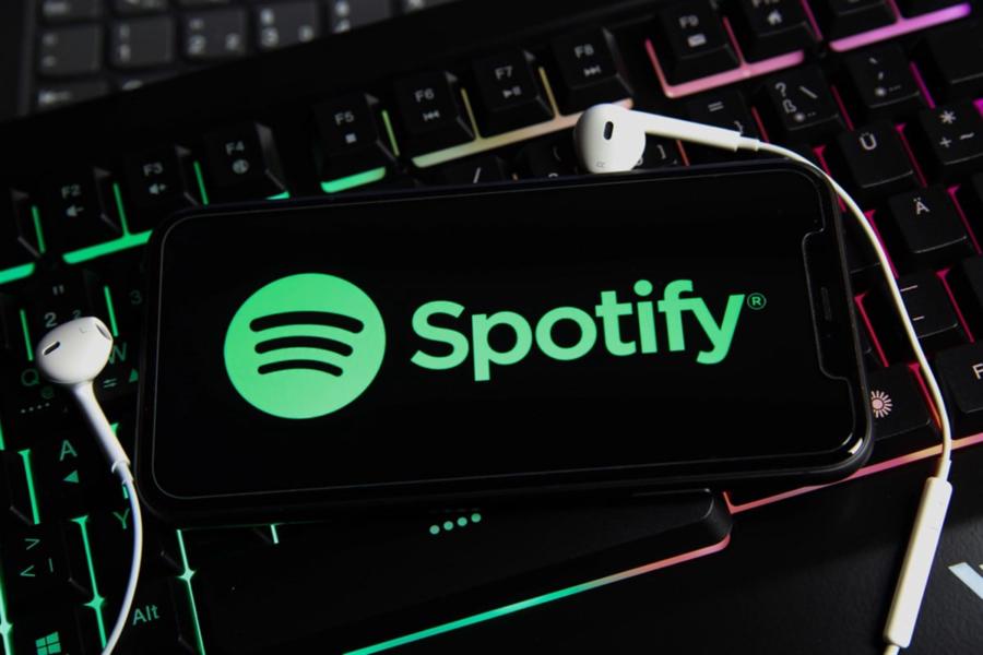 Spotify logo on cellphone 