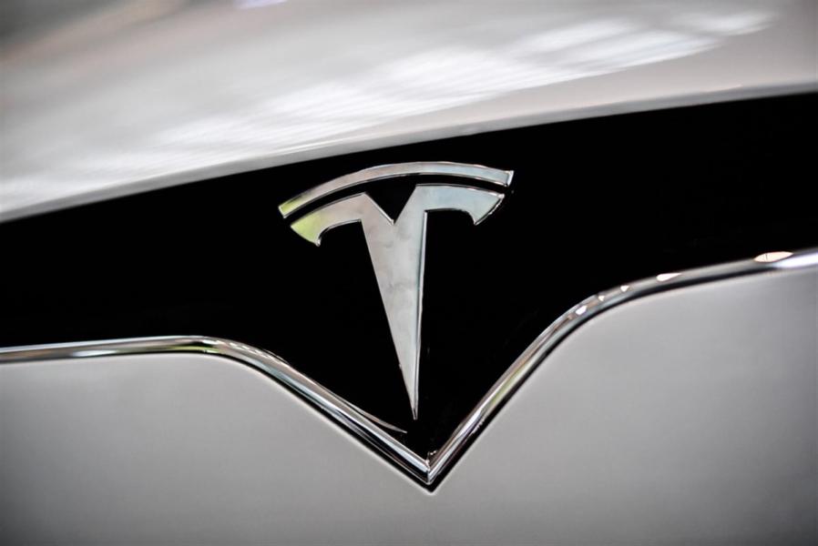 Tesla logo on car