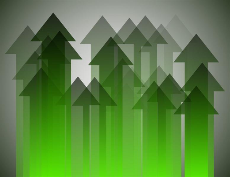 Group of green arrow pointing up