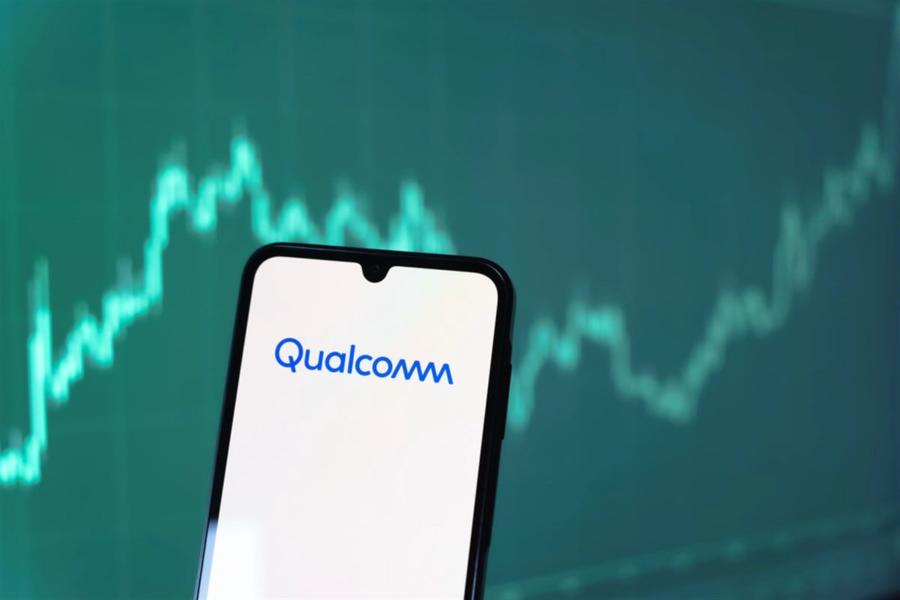 Qualcomm on cellhone with stock ticker 