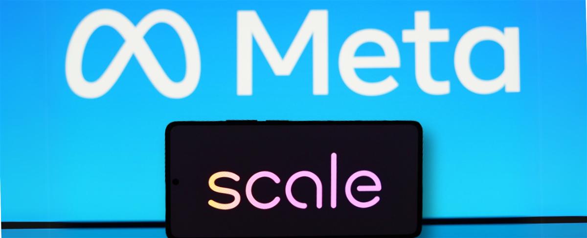 Meta and Scale AI - This image is an original composition by MarketBeat using licensed and editorial elements. Not for redistribution or reuse.