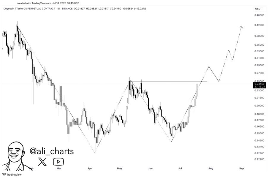 🟨"Dogecoin in Ripresa: Verso il Breakout a 0,25 Dollari"