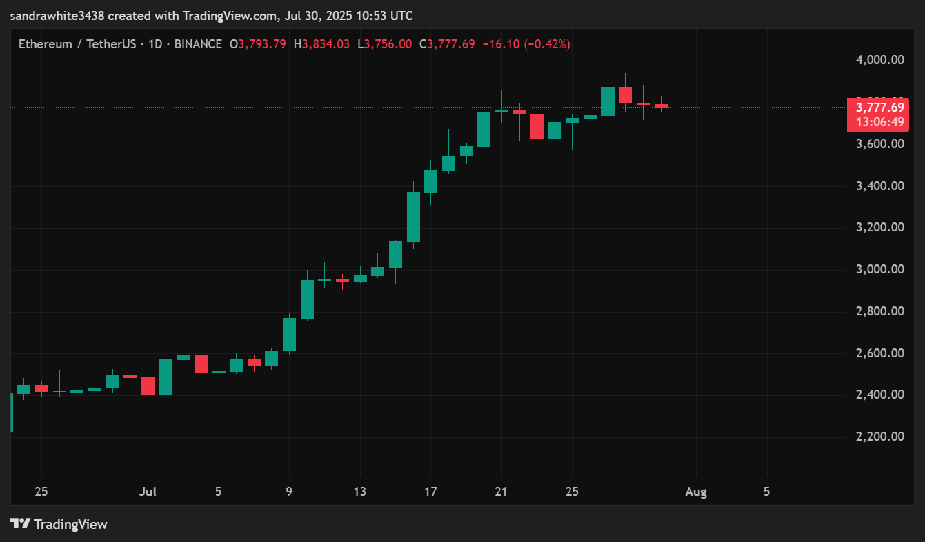 A chart that's probably showing ETH's dramatic escapades, because who doesn't love a good graph?