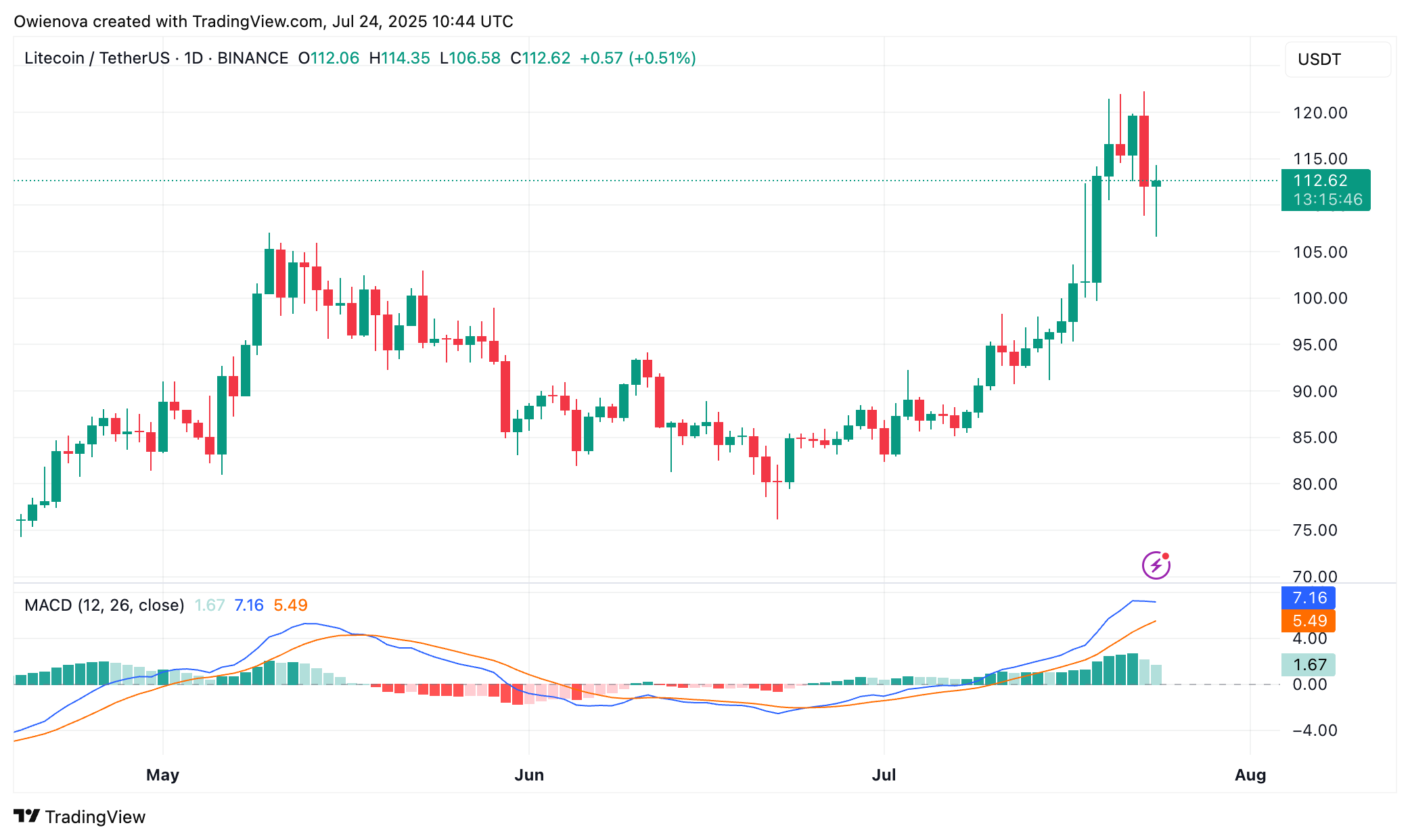BINANCE:LTCUSDT Chart Image by Owienova
